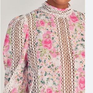 LoveShackFancy Women's Pink Floral Jacque Top